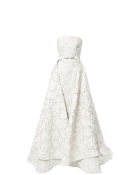 Белое кружевное вечернее платье с цветочным принтом от Bambah