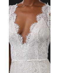 Белое кружевное вечернее платье от Marchesa