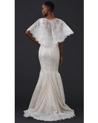 Белое кружевное вечернее платье от Marchesa