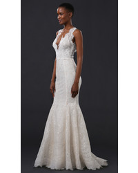 Белое кружевное вечернее платье от Marchesa