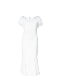 Белое кружевное коктейльное платье с вышивкой от Marchesa