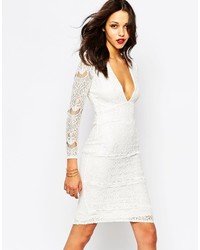 Белое кружевное облегающее платье от Boohoo