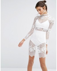 Белое кружевное облегающее платье от Missguided