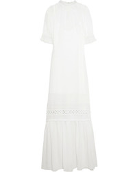 Белое кружевное платье-макси от MCQ