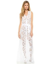 Белое кружевное платье-макси от Miguelina