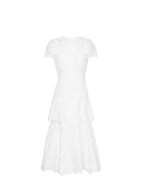 Белое кружевное платье-миди с вышивкой от JONATHAN SIMKHAI