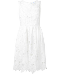 Белое кружевное платье-миди с цветочным принтом от GUILD PRIME