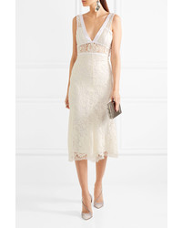 Белое кружевное платье-миди от Victoria Beckham