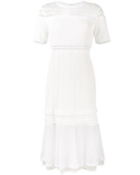 Белое кружевное платье-миди от JONATHAN SIMKHAI