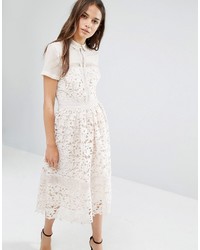 Белое кружевное платье-миди от Warehouse