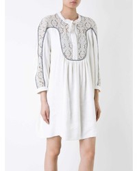 Белое кружевное платье прямого кроя от Chloé