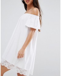 Белое кружевное платье с открытыми плечами от Asos