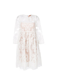 Белое кружевное платье с плиссированной юбкой от N°21