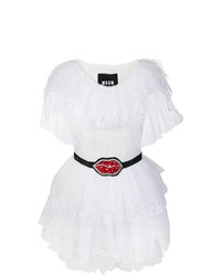 Белое кружевное платье с пышной юбкой от MSGM