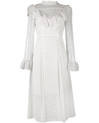 Белое кружевное платье с рюшами от Temperley London