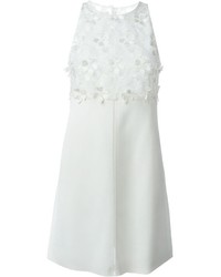Белое кружевное платье с цветочным принтом от Giamba