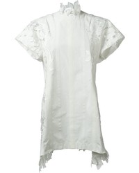 Белое кружевное платье с цветочным принтом от Sacai