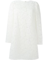 Белое кружевное платье с цветочным принтом от Valentino