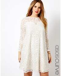 Белое кружевное свободное платье от Asos Curve