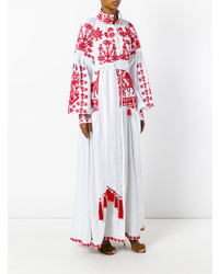 Белое льняное платье-миди с вышивкой от Yuliya Magdych