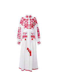 Белое льняное платье-миди с вышивкой от Yuliya Magdych