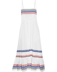 Белое льняное платье-миди от Lisa Marie Fernandez