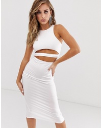 Белое облегающее платье с вырезом от ASOS DESIGN
