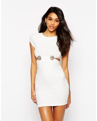 Белое облегающее платье с вырезом от Rare