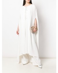 Белое пальто-накидка от Alberta Ferretti