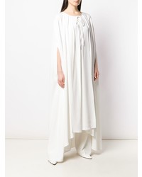 Белое пальто-накидка от Alberta Ferretti