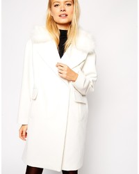 Белое пальто с меховым воротником от Asos