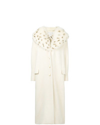 Белое пальто с меховым воротником от Christian Dior Vintage