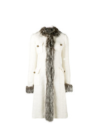 Белое пальто с меховым воротником от Dolce & Gabbana Vintage