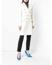 Женское белое пальто от Balmain