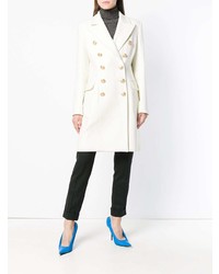Женское белое пальто от Balmain