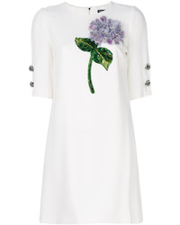 Белое платье из бисера с вышивкой от Dolce & Gabbana