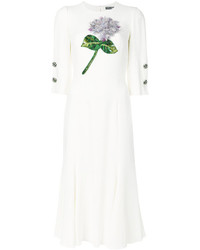 Белое платье из бисера с вышивкой от Dolce & Gabbana