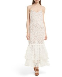 Белое платье-комбинация с цветочным принтом
