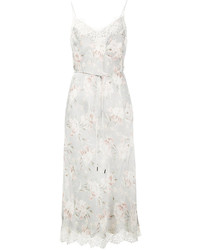 Белое платье-комбинация с цветочным принтом от Zimmermann