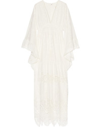 Белое платье-макси крючком с вышивкой от Anna Sui