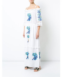 Белое платье-макси с вышивкой от Figue