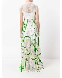 Белое платье-макси с принтом от Si Jay