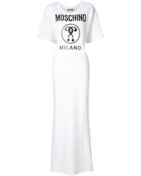 Белое платье-макси с принтом от Moschino