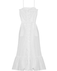 Белое платье-макси с рюшами
