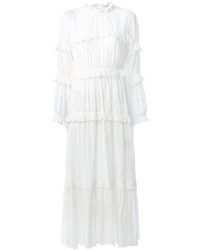 Белое платье-макси с рюшами от Etoile Isabel Marant