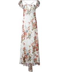 Белое платье-макси с цветочным принтом от Saint Laurent