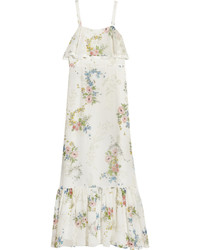 Белое платье-макси с цветочным принтом