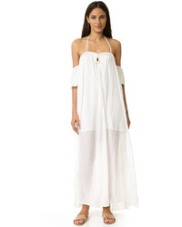Белое платье-макси со складками