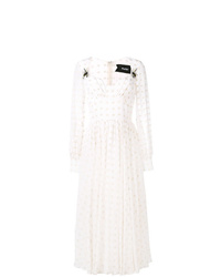 Белое платье-миди в горошек от Parlor
