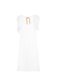 Белое платье-миди в сеточку